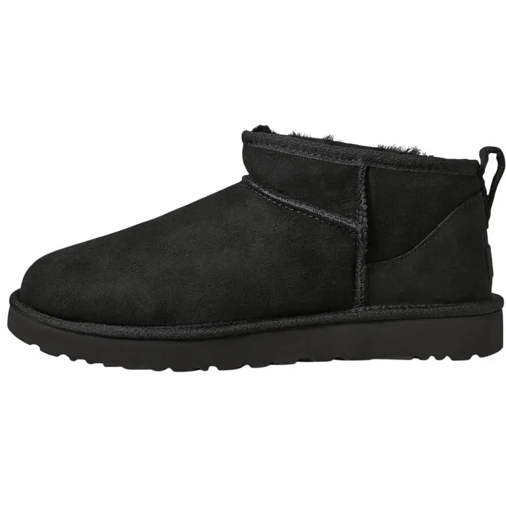 UGG Women Classic Ultra Mini Booties US 8 EU 39 Black Suede GUC